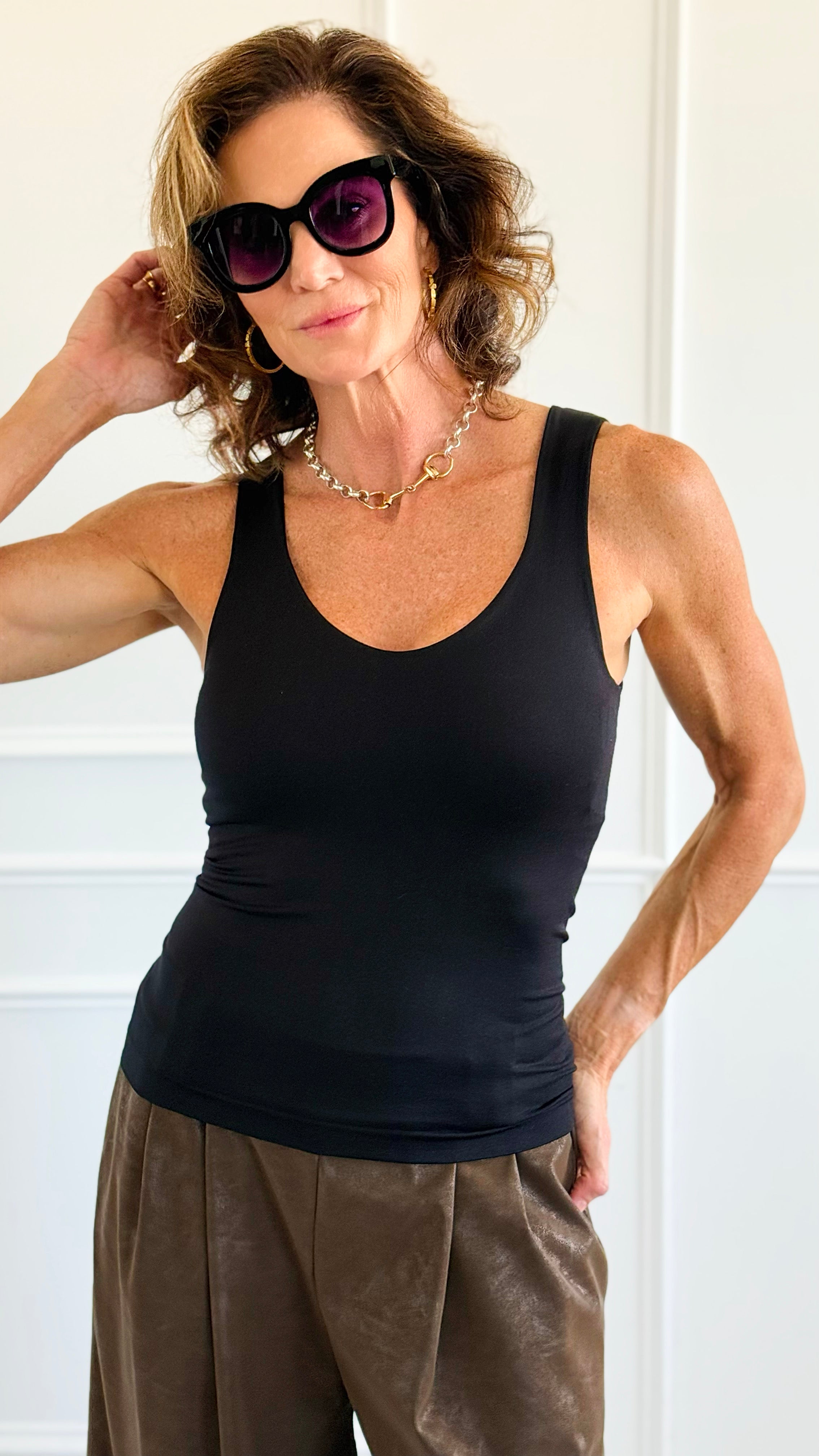 Smooth & Seamless Tank Top- Black-100 Sleeveless Tops-Zenana-Coastal Bloom Boutique, find the trendiest versions of the popular styles and looks Located in Indialantic, FL