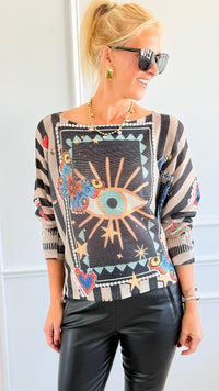 Celestial Eye Italian St Tropez Sweater-140 Sweaters-SORPRESA-Coastal Bloom Boutique, find the trendiest versions of the popular styles and looks Located in Indialantic, FL