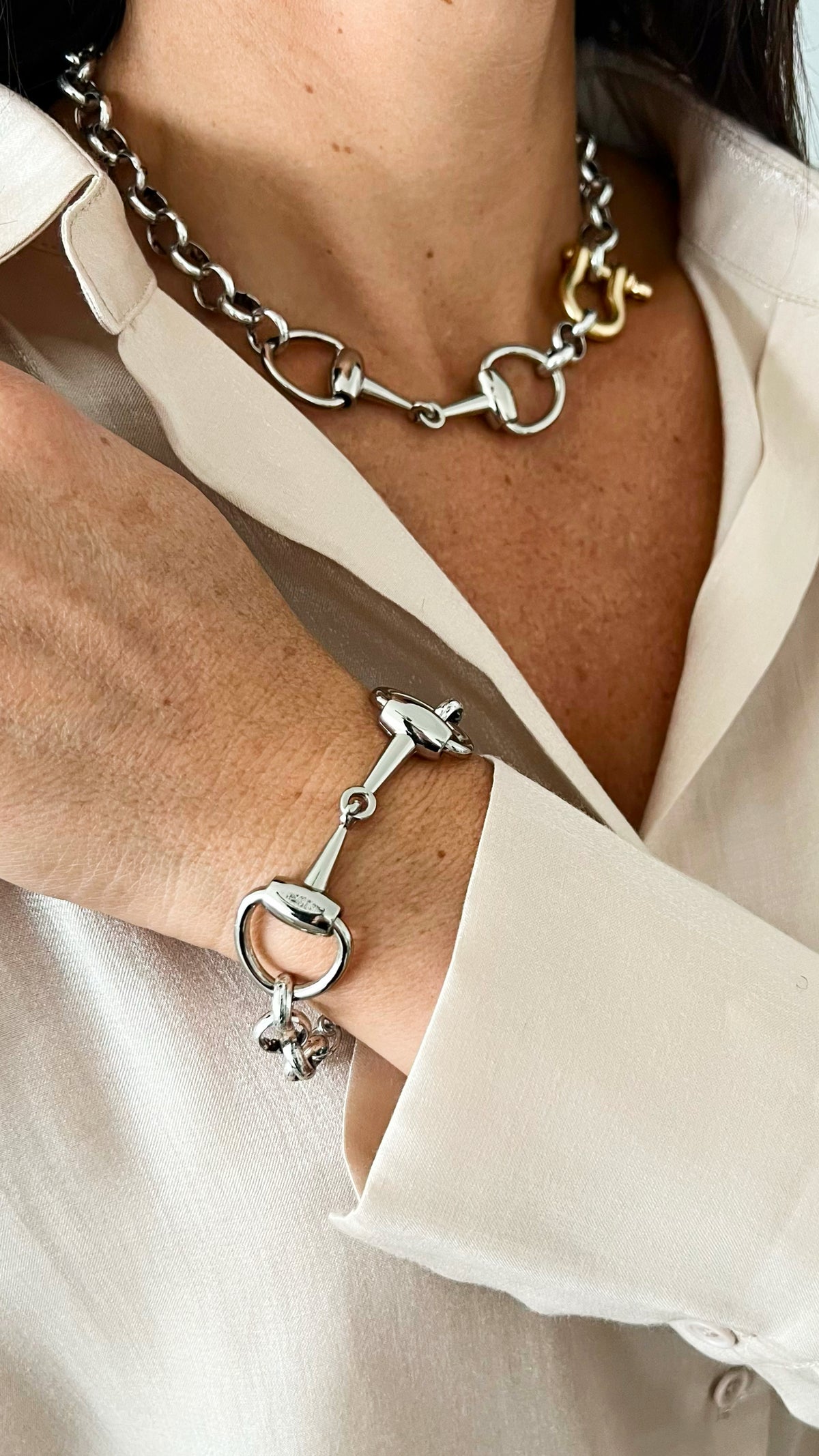 Pre Order CB Custom Double Horsebit Bracelet - Silver/Gold-230 Jewelry-Holly-Coastal Bloom Boutique, find the trendiest versions of the popular styles and looks Located in Indialantic, FL