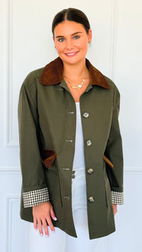 Corduroy Detail Utility Jacket-160 Jackets-AZUL MONACO-Coastal Bloom Boutique, find the trendiest versions of the popular styles and looks Located in Indialantic, FL
