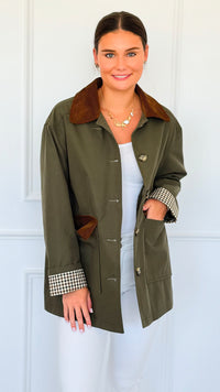 Corduroy Detail Utility Jacket-160 Jackets-AZUL MONACO-Coastal Bloom Boutique, find the trendiest versions of the popular styles and looks Located in Indialantic, FL