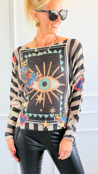 Celestial Eye Italian St Tropez Sweater-140 Sweaters-SORPRESA-Coastal Bloom Boutique, find the trendiest versions of the popular styles and looks Located in Indialantic, FL