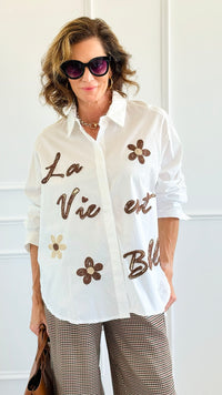 La Vie Est Belle Italian Woven Top-110 Long Sleeve Tops-TATTOO Z-Coastal Bloom Boutique, find the trendiest versions of the popular styles and looks Located in Indialantic, FL