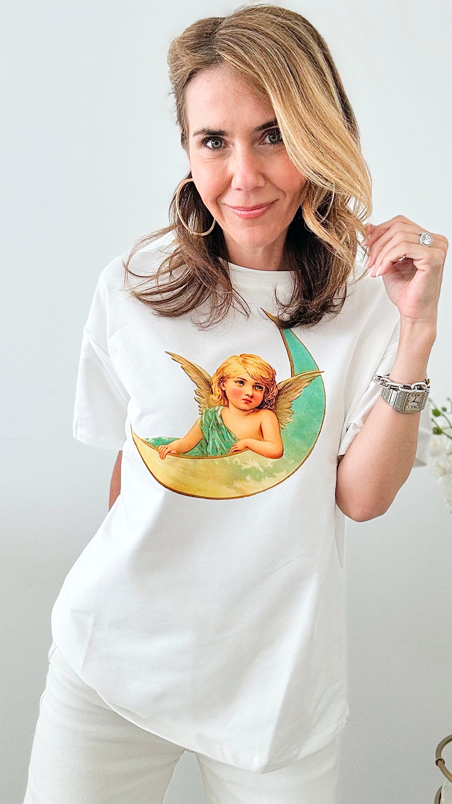 CUSTOM CB Celestial Serenity Tee - White-110 Short Sleeve Tops-Holly / in2you-Coastal Bloom Boutique, find the trendiest versions of the popular styles and looks Located in Indialantic, FL