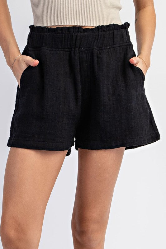 Soft Washed Pocket Shorts - Black-170 Bottoms/Shorts-EESOME-Coastal Bloom Boutique, find the trendiest versions of the popular styles and looks Located in Indialantic, FL