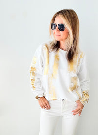 CB Custom Metallic Sweatshirt - White-130 Long Sleeve Tops-Holly-Coastal Bloom Boutique, find the trendiest versions of the popular styles and looks Located in Indialantic, FL