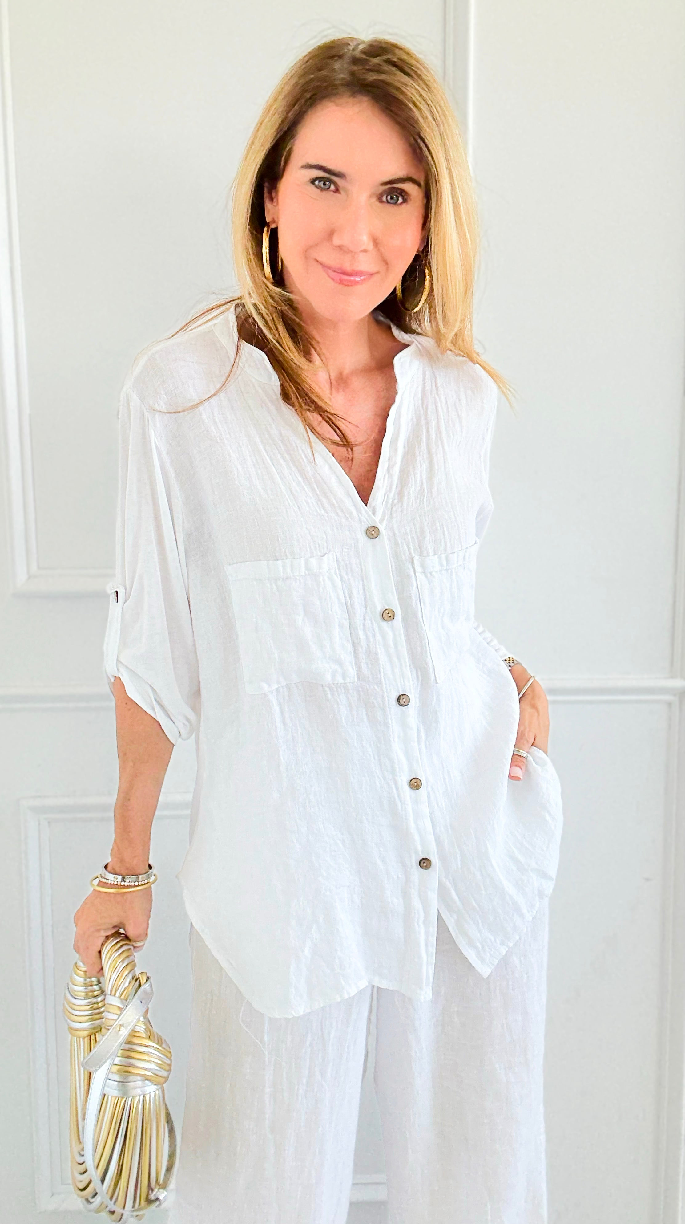 Driftlight Textured Button Top-130 Long Sleeve Tops-V6-Coastal Bloom Boutique, find the trendiest versions of the popular styles and looks Located in Indialantic, FL