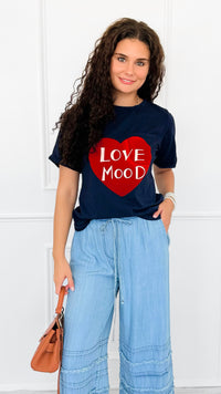 Love Mood Italian Graphic tee- Navy-110 short Sleeve Top-V SKY-Coastal Bloom Boutique, find the trendiest versions of the popular styles and looks Located in Indialantic, FL