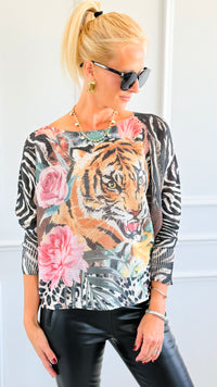 Roar In Bloom Italian St Tropez Sweater-140 Sweaters-SORPRESA-Coastal Bloom Boutique, find the trendiest versions of the popular styles and looks Located in Indialantic, FL