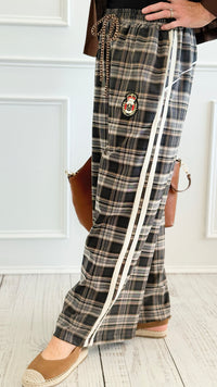 Regal Emblem Plaid Italian Pants-100 Pants-TATTOO Z-Coastal Bloom Boutique, find the trendiest versions of the popular styles and looks Located in Indialantic, FL