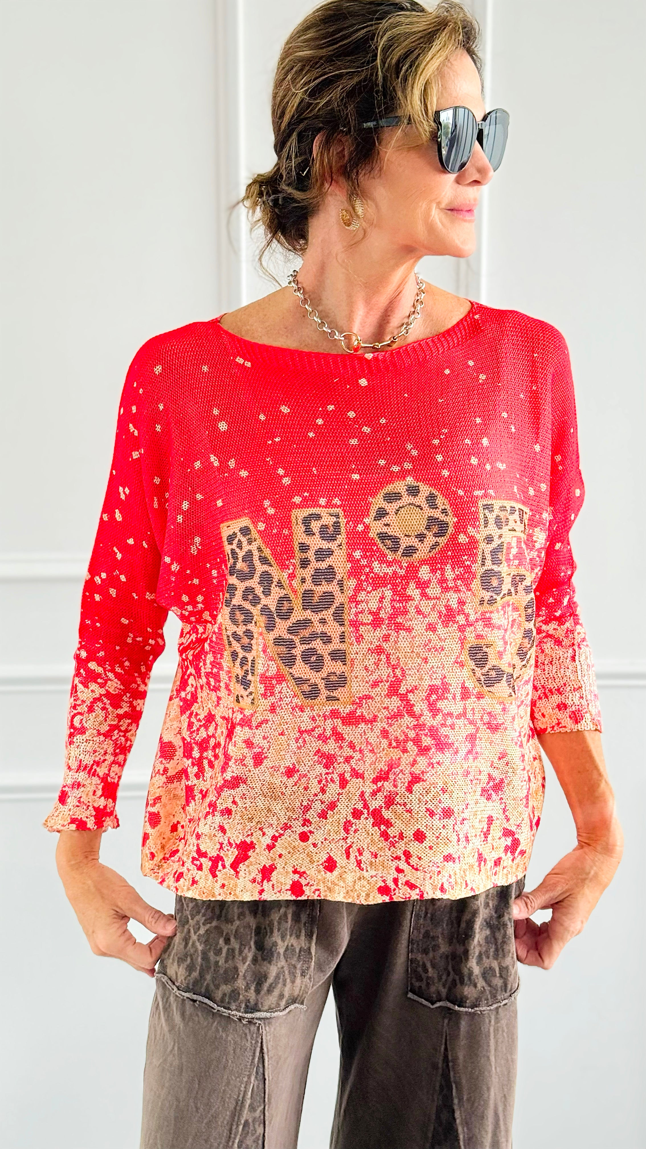 Untamed Number 5 Italian St Tropez Sweater- Tangerine-140 Sweaters-Italianissimo-Coastal Bloom Boutique, find the trendiest versions of the popular styles and looks Located in Indialantic, FL