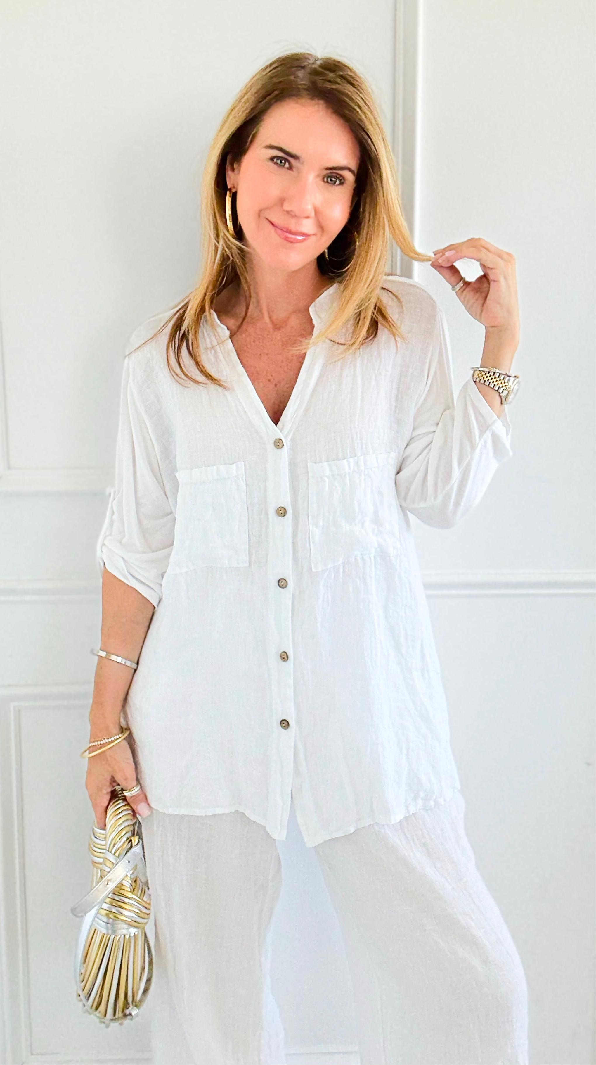 Driftlight Textured Button Top-130 Long Sleeve Tops-V6-Coastal Bloom Boutique, find the trendiest versions of the popular styles and looks Located in Indialantic, FL