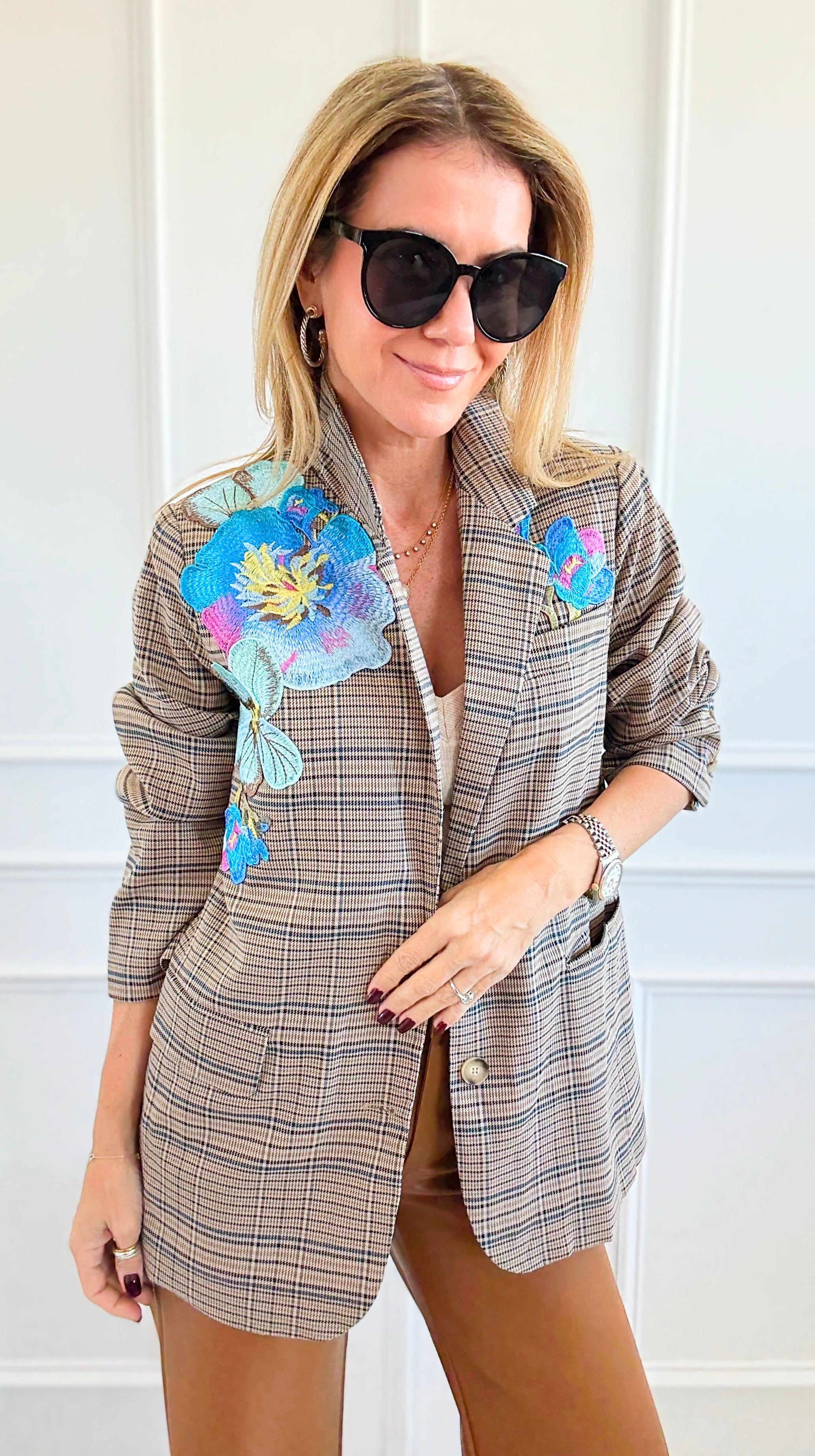 CB CUSTOM - The Heavenly Garden Blazer-160 Jackets-Blue Velvet / HOLLY-Coastal Bloom Boutique, find the trendiest versions of the popular styles and looks Located in Indialantic, FL
