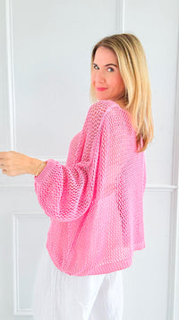 Star Power Italian Knit Sweater- Pink-140 Sweaters-SEÑORITA C-Coastal Bloom Boutique, find the trendiest versions of the popular styles and looks Located in Indialantic, FL