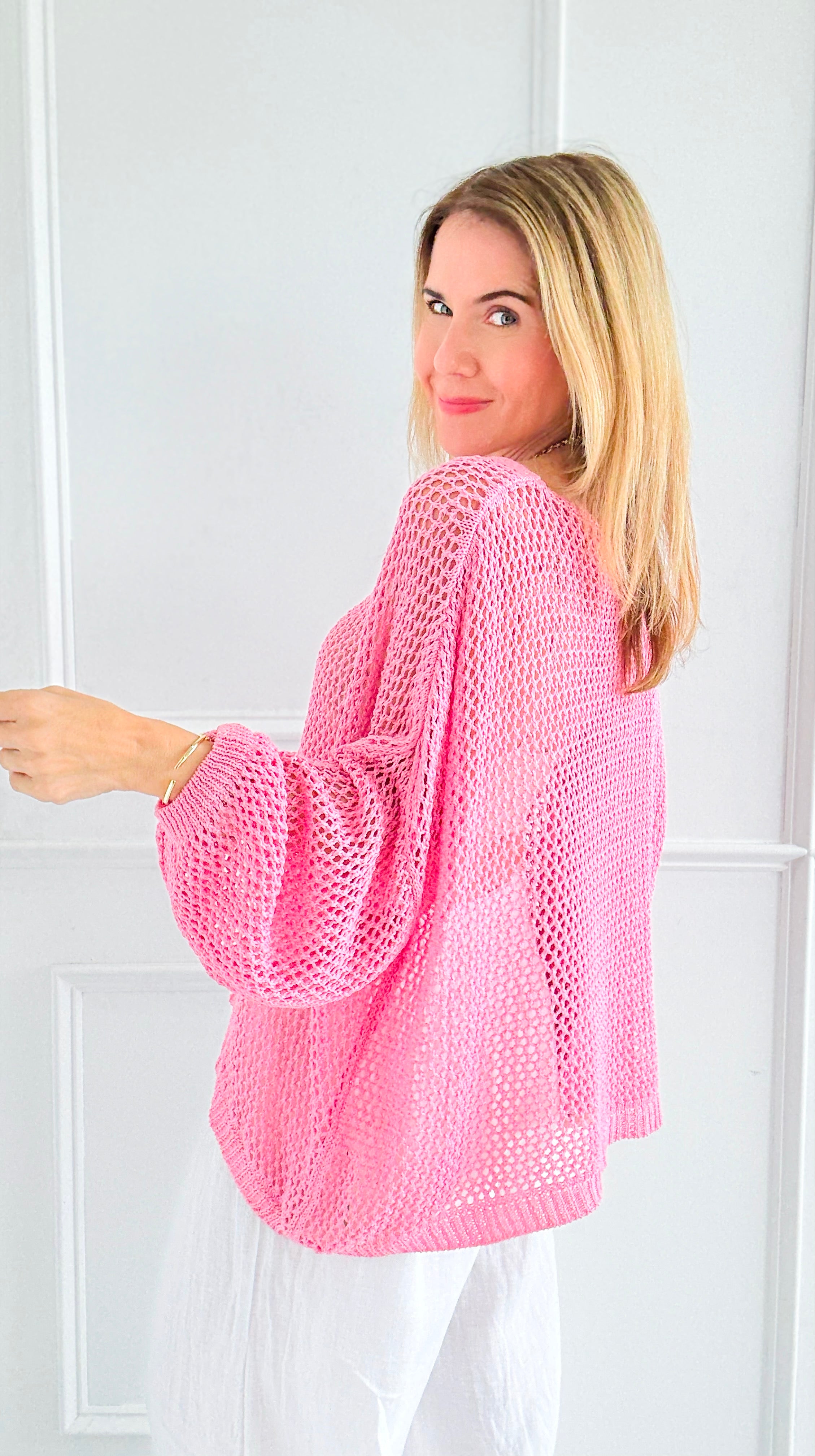 Star Power Italian Knit Sweater- Pink-140 Sweaters-SEÑORITA C-Coastal Bloom Boutique, find the trendiest versions of the popular styles and looks Located in Indialantic, FL