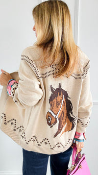 Jacquard Western Sweater Cardigan-140 Sweaters-Blu Pepper-Coastal Bloom Boutique, find the trendiest versions of the popular styles and looks Located in Indialantic, FL