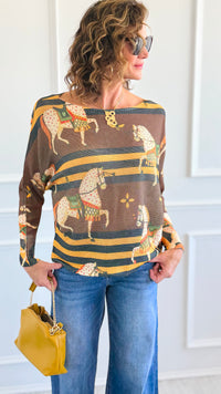 Gallop & Grace Italian St Tropez Knit- Brown-140 Sweaters-SORPRESA-Coastal Bloom Boutique, find the trendiest versions of the popular styles and looks Located in Indialantic, FL