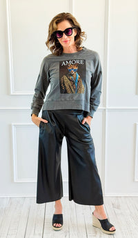 Allure Faux Leather Italian Wide- Leg Pant-100 Pants-AZUL MONACO-Coastal Bloom Boutique, find the trendiest versions of the popular styles and looks Located in Indialantic, FL