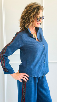 Leopard Ribbon Italian Pant Set-210 Loungewear/Sets-Mitica & Co-Coastal Bloom Boutique, find the trendiest versions of the popular styles and looks Located in Indialantic, FL