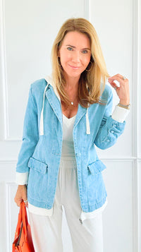 Layered Agenda Hooded Jacket-160 Jackets-RISEN JEANS-Coastal Bloom Boutique, find the trendiest versions of the popular styles and looks Located in Indialantic, FL
