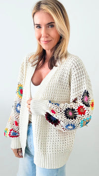 Flower Power Crochet Cardigan-150 Cardigans/Layers-Adora-Coastal Bloom Boutique, find the trendiest versions of the popular styles and looks Located in Indialantic, FL