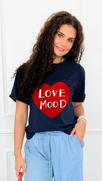 Love Mood Italian Graphic tee- Navy-110 short Sleeve Top-V SKY-Coastal Bloom Boutique, find the trendiest versions of the popular styles and looks Located in Indialantic, FL