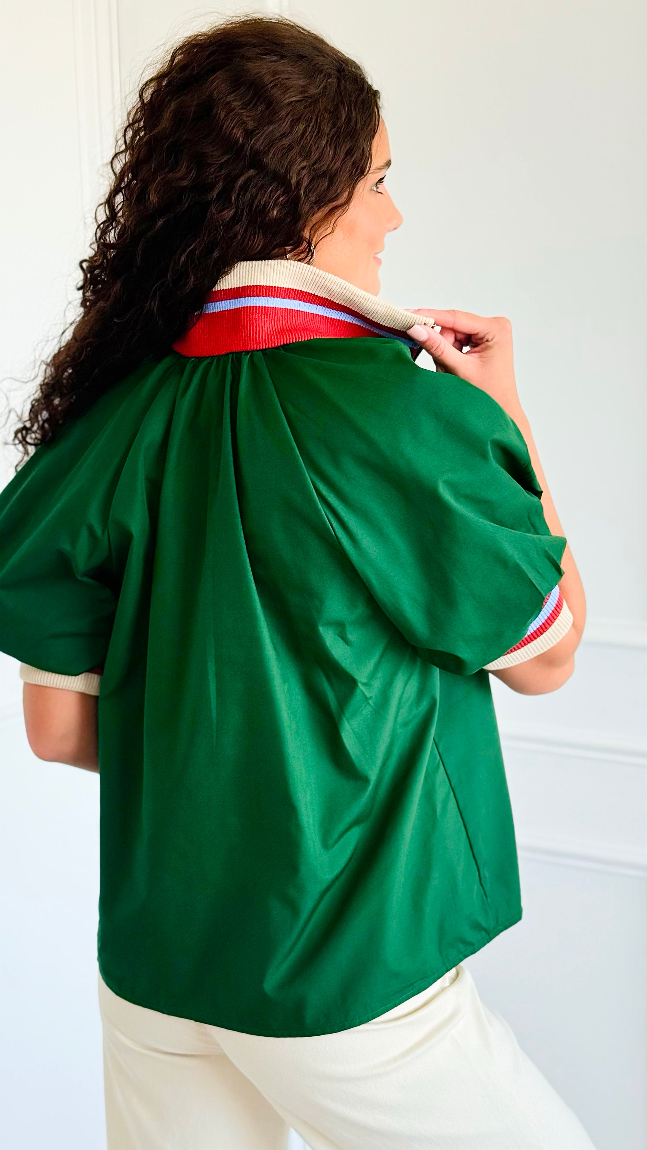 Ivy League Zip Accent Top-110 short Sleeve Top-ENTRO-Coastal Bloom Boutique, find the trendiest versions of the popular styles and looks Located in Indialantic, FL