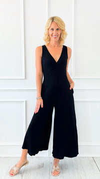 Moonlight Stroll Surplice Jumpsuit-200 Dresses/Jumpsuits/Rompers-Zenana-Coastal Bloom Boutique, find the trendiest versions of the popular styles and looks Located in Indialantic, FL
