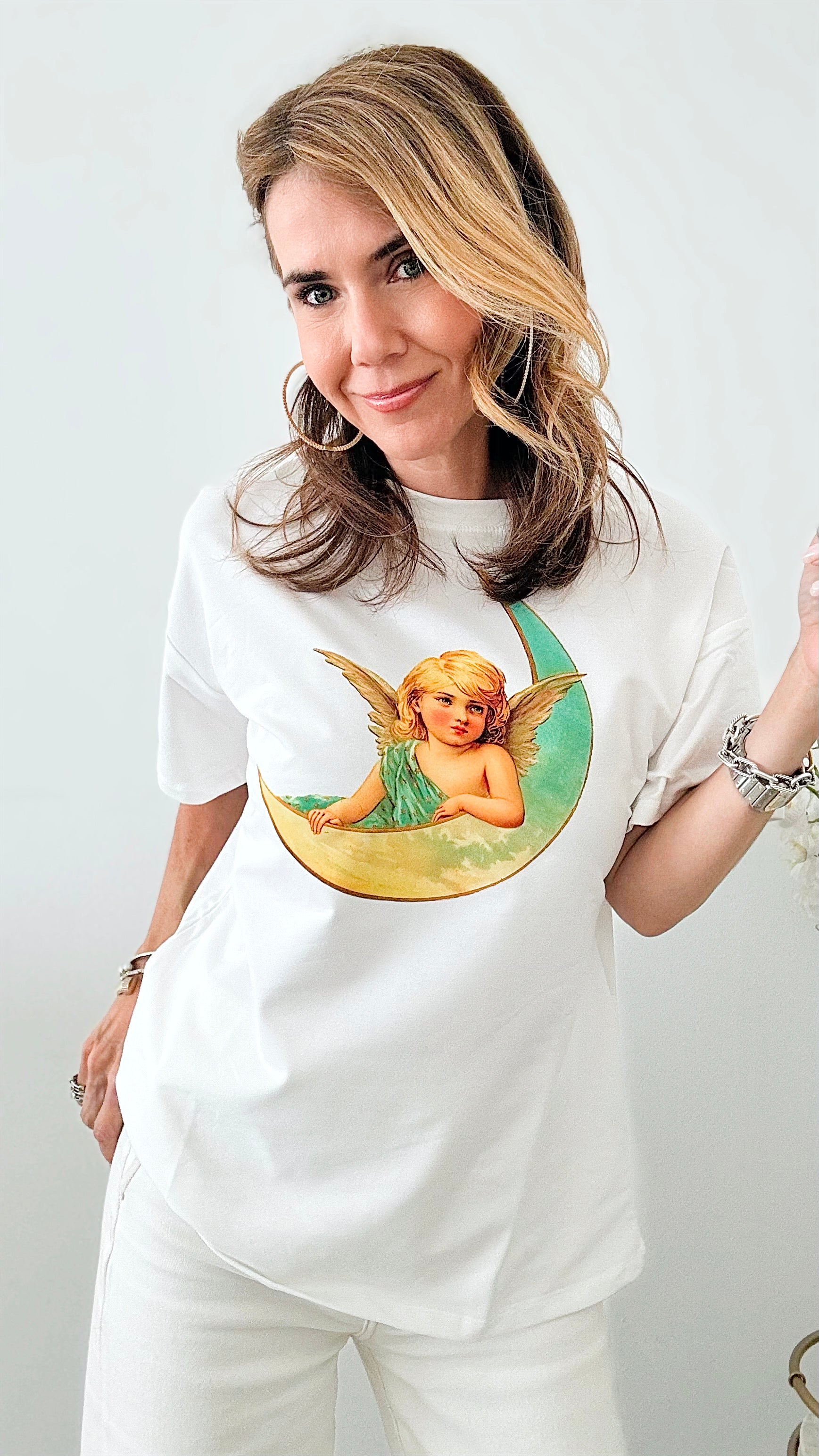 CUSTOM CB Celestial Serenity Tee - White-110 Short Sleeve Tops-Holly / in2you-Coastal Bloom Boutique, find the trendiest versions of the popular styles and looks Located in Indialantic, FL