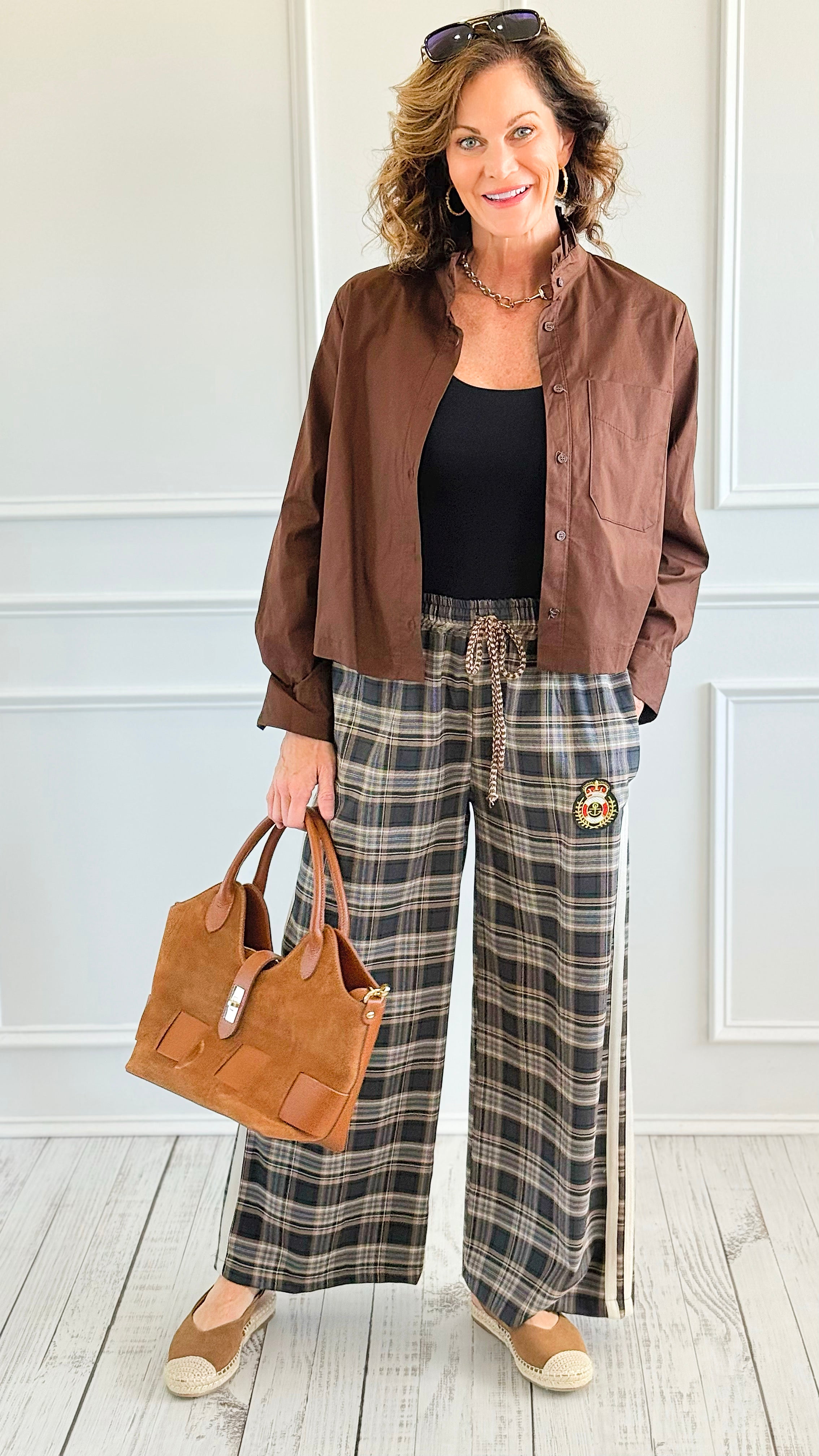 Regal Emblem Plaid Italian Pants-100 Pants-TATTOO Z-Coastal Bloom Boutique, find the trendiest versions of the popular styles and looks Located in Indialantic, FL