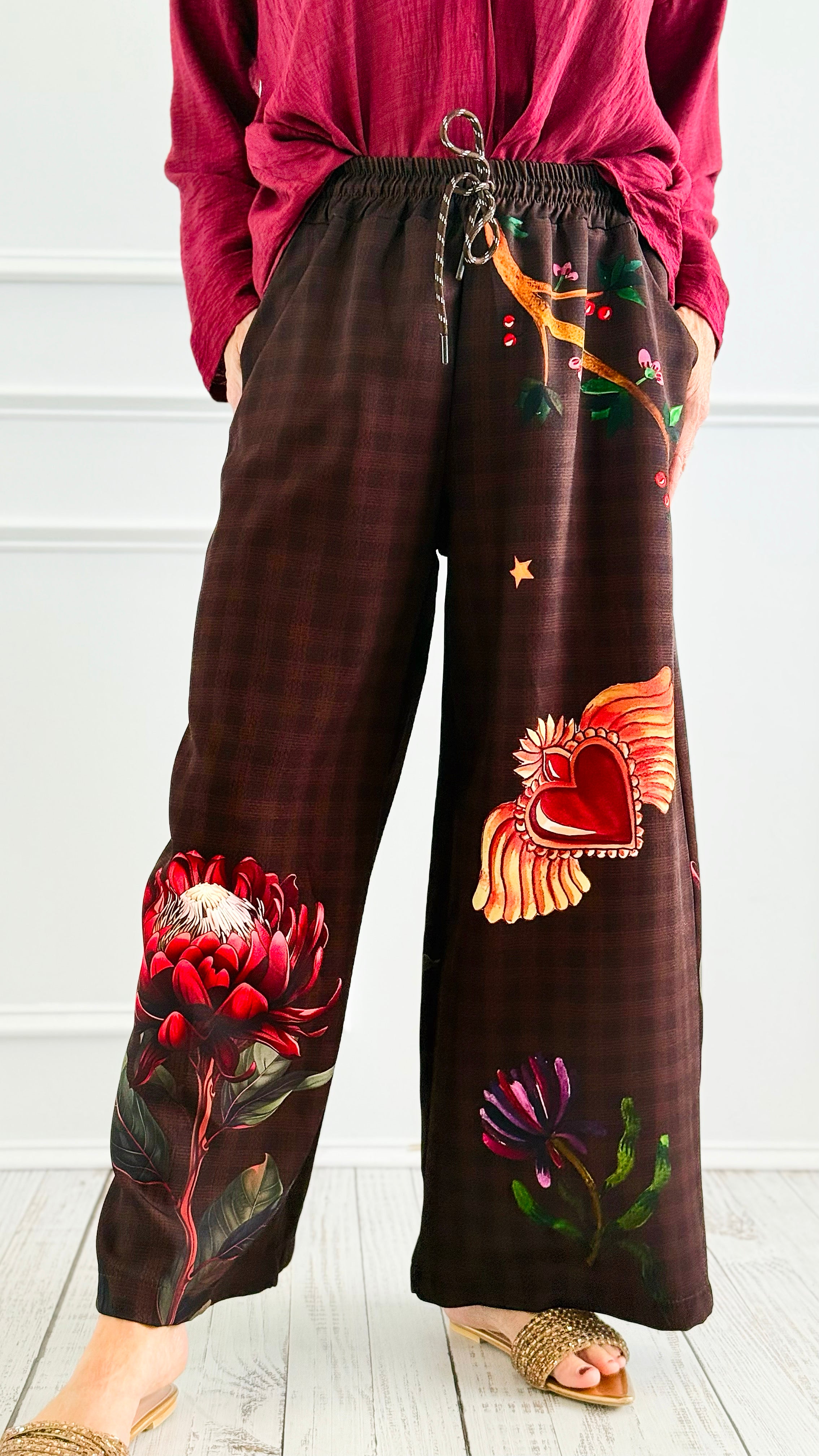 Blooming Heart Italian Pants-100 Pants-TATTOO Z-Coastal Bloom Boutique, find the trendiest versions of the popular styles and looks Located in Indialantic, FL