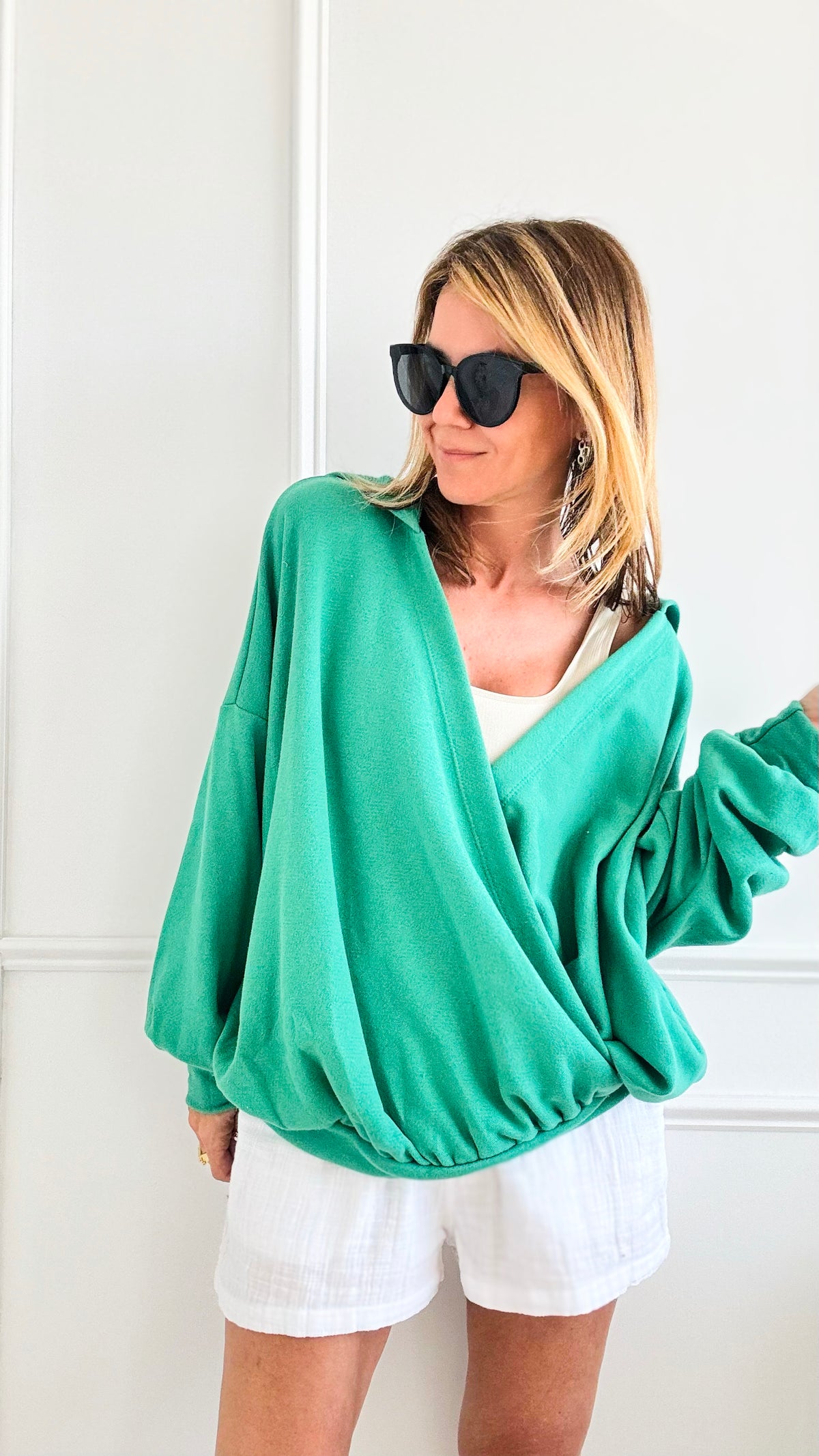 Draped Oversized Hoodie Top-130 Long Sleeve Tops-BucketList-Coastal Bloom Boutique, find the trendiest versions of the popular styles and looks Located in Indialantic, FL