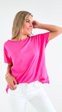 Easy Breezy Italian tee - Fuchsia-110 Short Sleeve Tops-Italianissimo/ AZARA-Coastal Bloom Boutique, find the trendiest versions of the popular styles and looks Located in Indialantic, FL