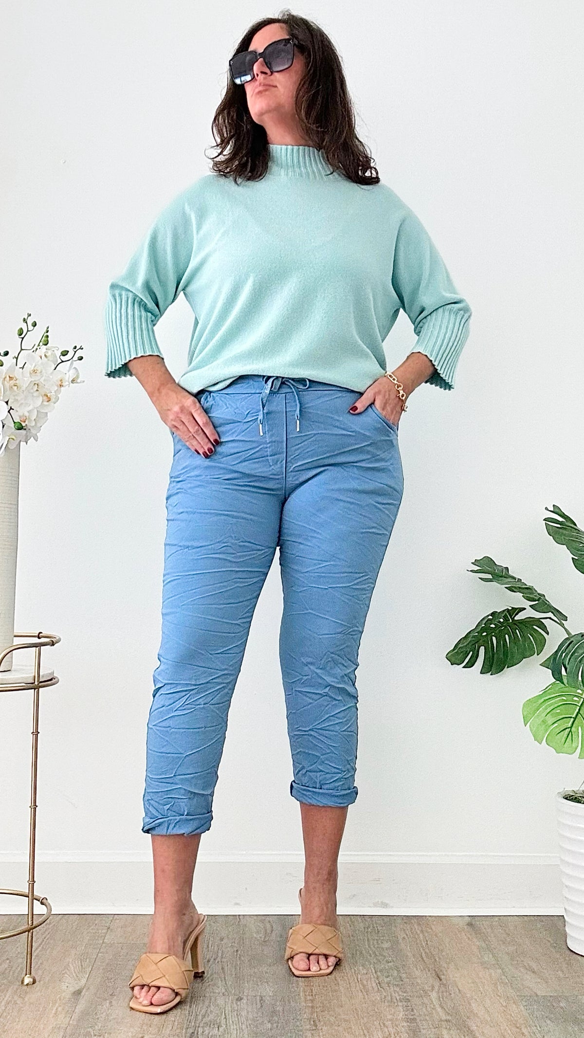 Curvy Love Endures Italian Jogger - Slate Blue-180 Joggers-Germany-Coastal Bloom Boutique, find the trendiest versions of the popular styles and looks Located in Indialantic, FL