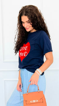 Love Mood Italian Graphic tee- Navy-110 short Sleeve Top-V SKY-Coastal Bloom Boutique, find the trendiest versions of the popular styles and looks Located in Indialantic, FL