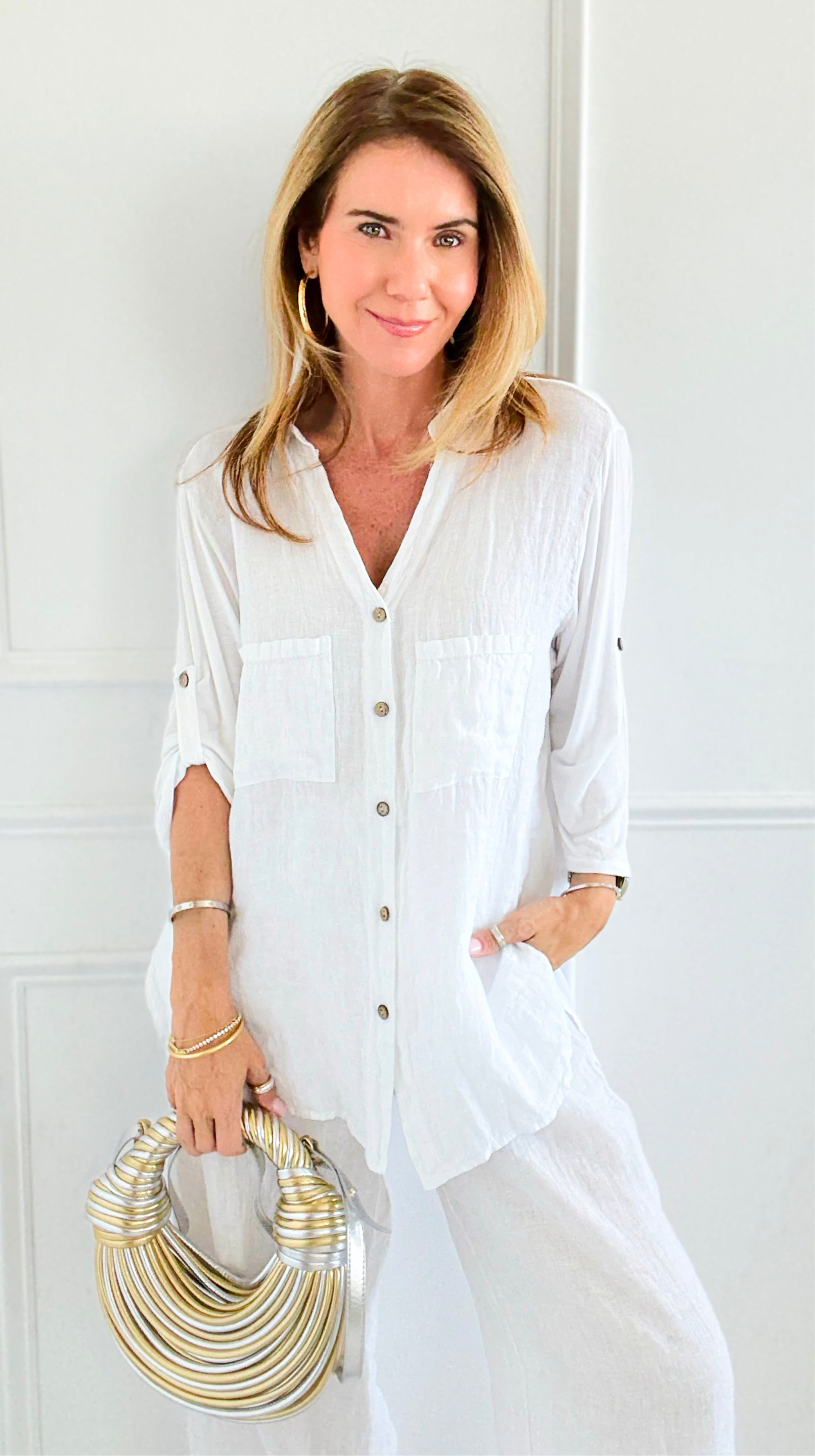 Driftlight Textured Button Top-130 Long Sleeve Tops-V6-Coastal Bloom Boutique, find the trendiest versions of the popular styles and looks Located in Indialantic, FL
