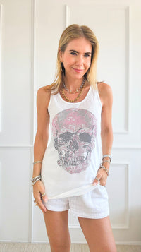 CUSTOM Pink Skull Classic Tank-130 Long Sleeve Tops-HOLLY / CB-Coastal Bloom Boutique, find the trendiest versions of the popular styles and looks Located in Indialantic, FL