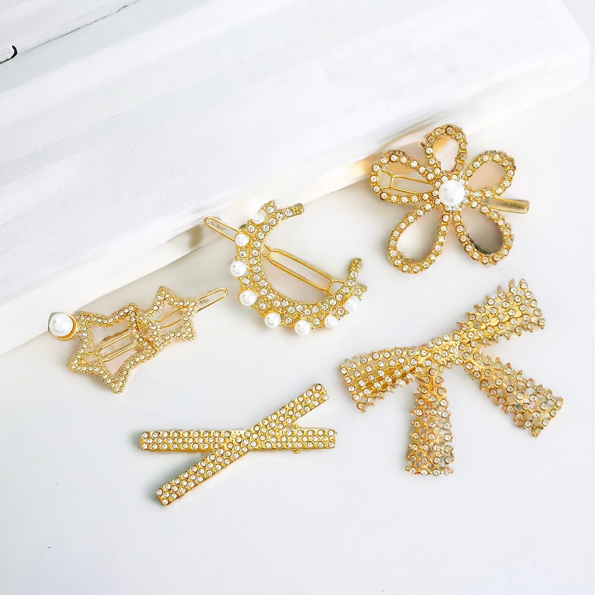 CZ & Pearl Hair Clip-Gold-260 Other Accessories-Darling-Coastal Bloom Boutique, find the trendiest versions of the popular styles and looks Located in Indialantic, FL