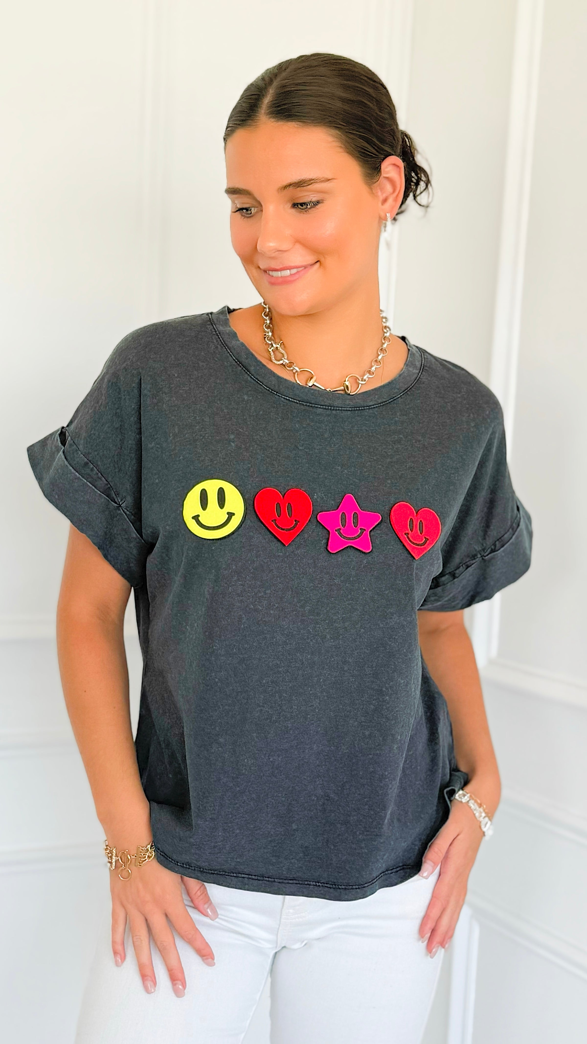 Color Me Cheerful Italian Graphic Tee-110 Short Sleeve Tops-FIRSTAGE-Coastal Bloom Boutique, find the trendiest versions of the popular styles and looks Located in Indialantic, FL