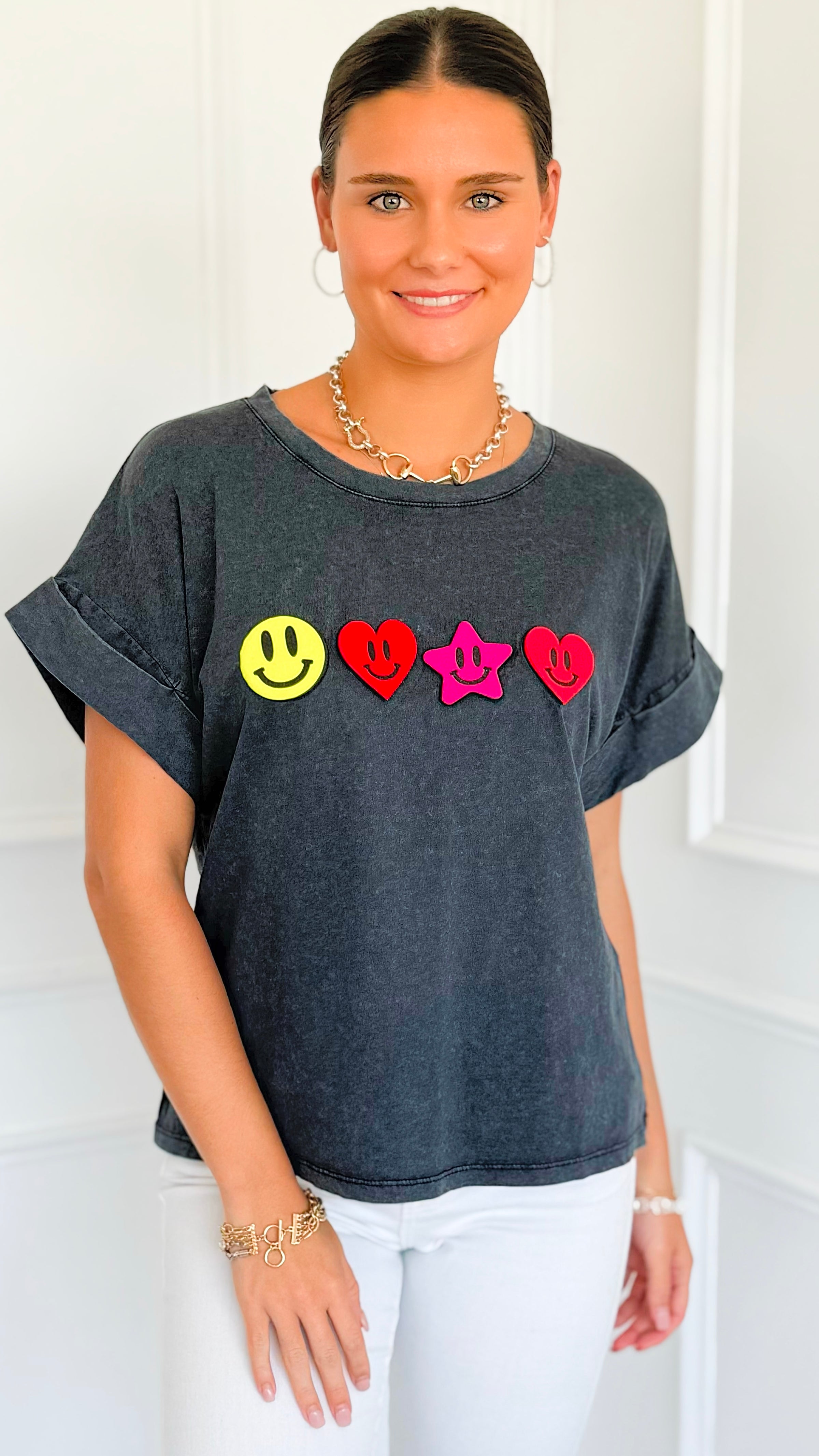 Color Me Cheerful Italian Graphic Tee-110 Short Sleeve Tops-FIRSTAGE-Coastal Bloom Boutique, find the trendiest versions of the popular styles and looks Located in Indialantic, FL