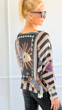 Celestial Eye Italian St Tropez Sweater-140 Sweaters-SORPRESA-Coastal Bloom Boutique, find the trendiest versions of the popular styles and looks Located in Indialantic, FL