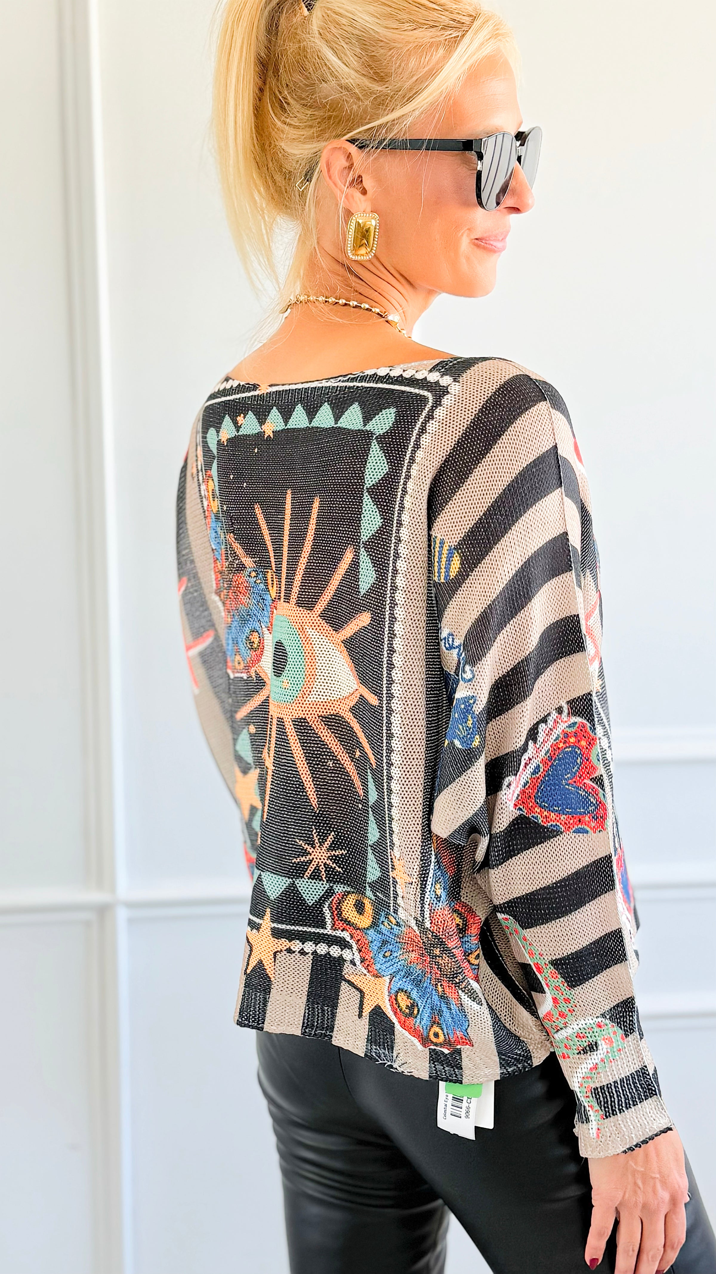 Celestial Eye Italian St Tropez Sweater-140 Sweaters-SORPRESA-Coastal Bloom Boutique, find the trendiest versions of the popular styles and looks Located in Indialantic, FL
