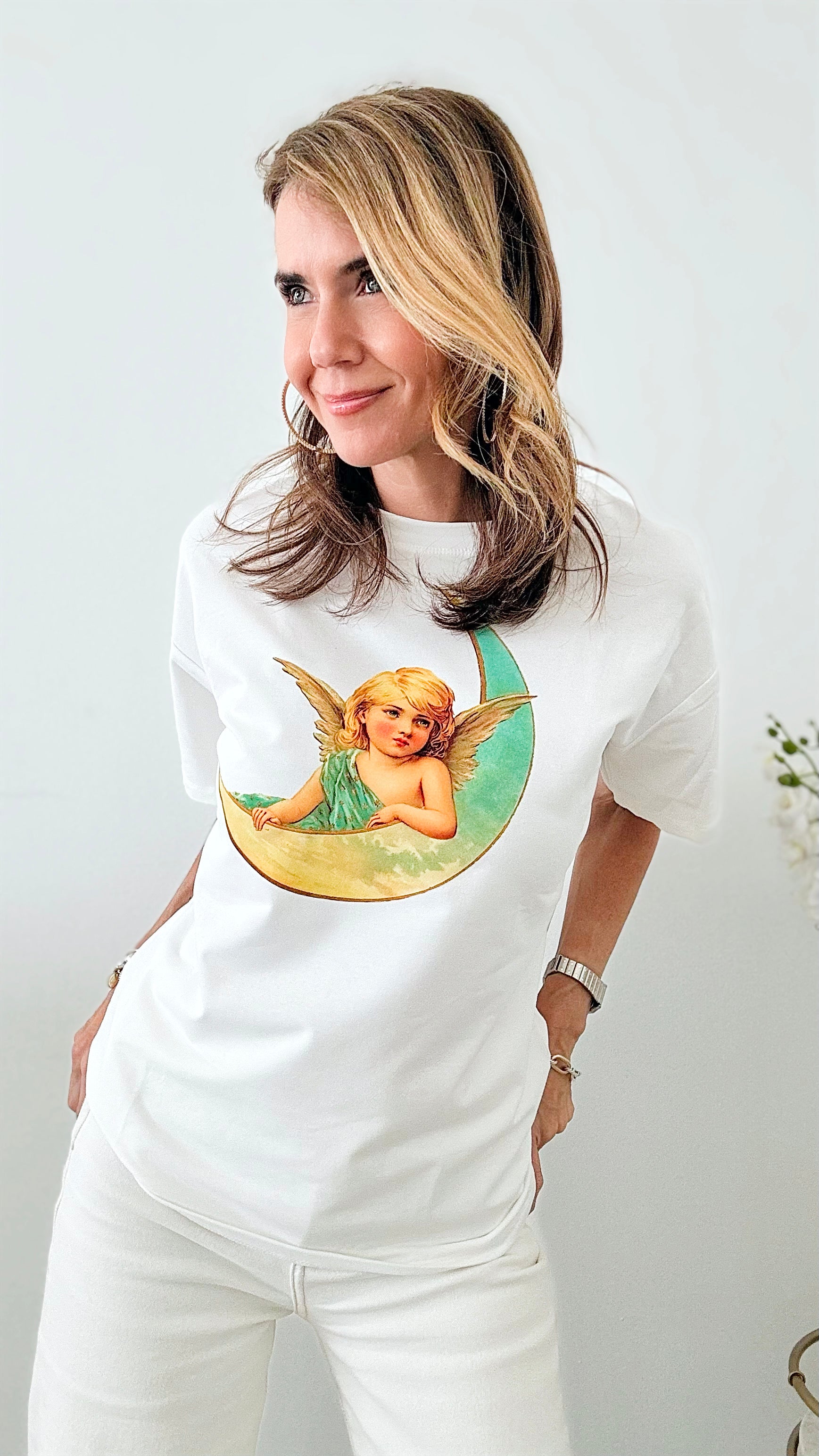 CUSTOM CB Celestial Serenity Tee - White-110 Short Sleeve Tops-Holly / in2you-Coastal Bloom Boutique, find the trendiest versions of the popular styles and looks Located in Indialantic, FL