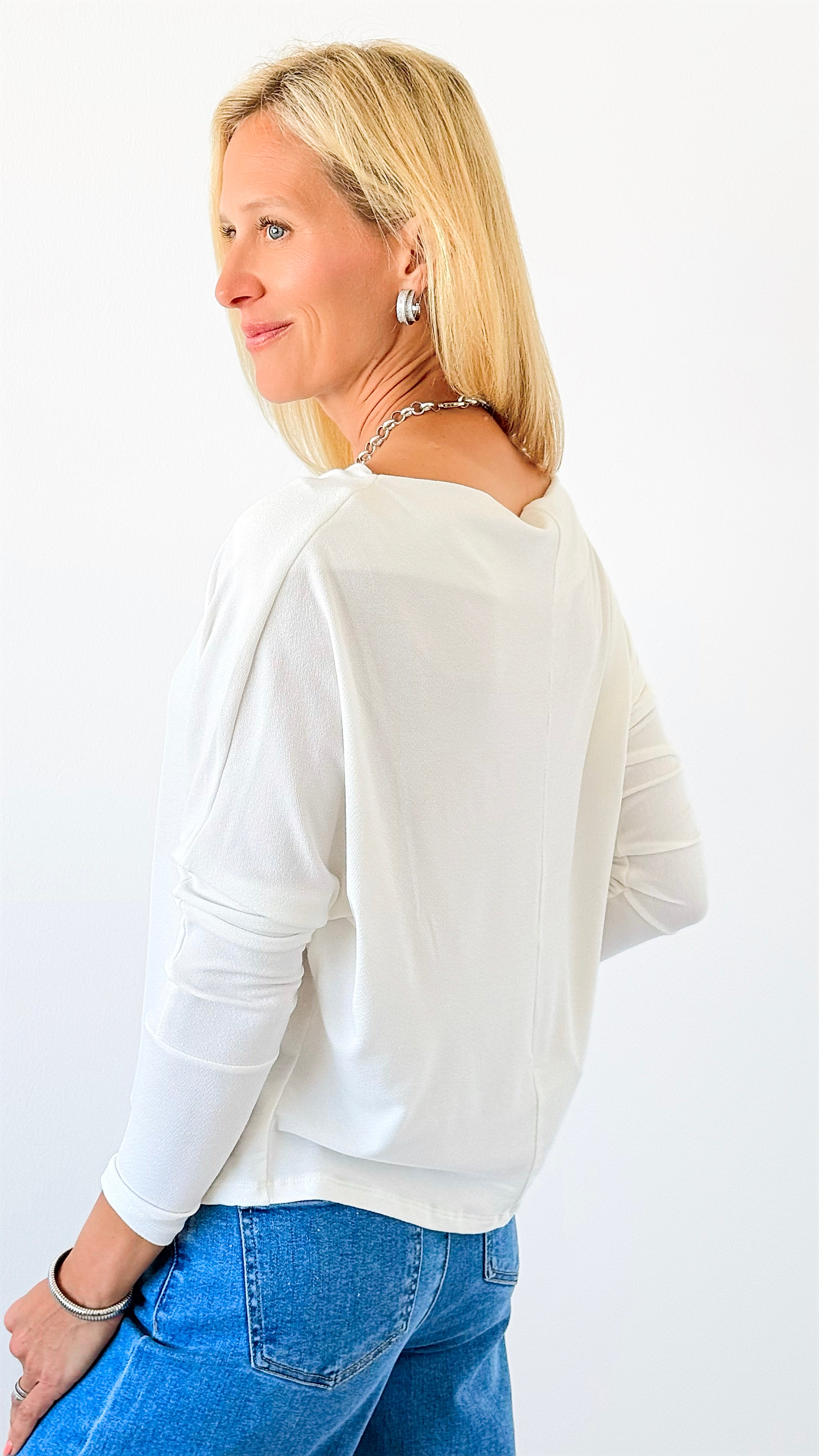 Off-The-Shoulder Dolman Sleeve Top - Ivory-110 Long Sleeve Tops-Ariella-Coastal Bloom Boutique, find the trendiest versions of the popular styles and looks Located in Indialantic, FL