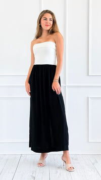 Two-Tone Strapless Maxi Dress-200 Dresses/Jumpsuits/Rompers-HYFVE-Coastal Bloom Boutique, find the trendiest versions of the popular styles and looks Located in Indialantic, FL
