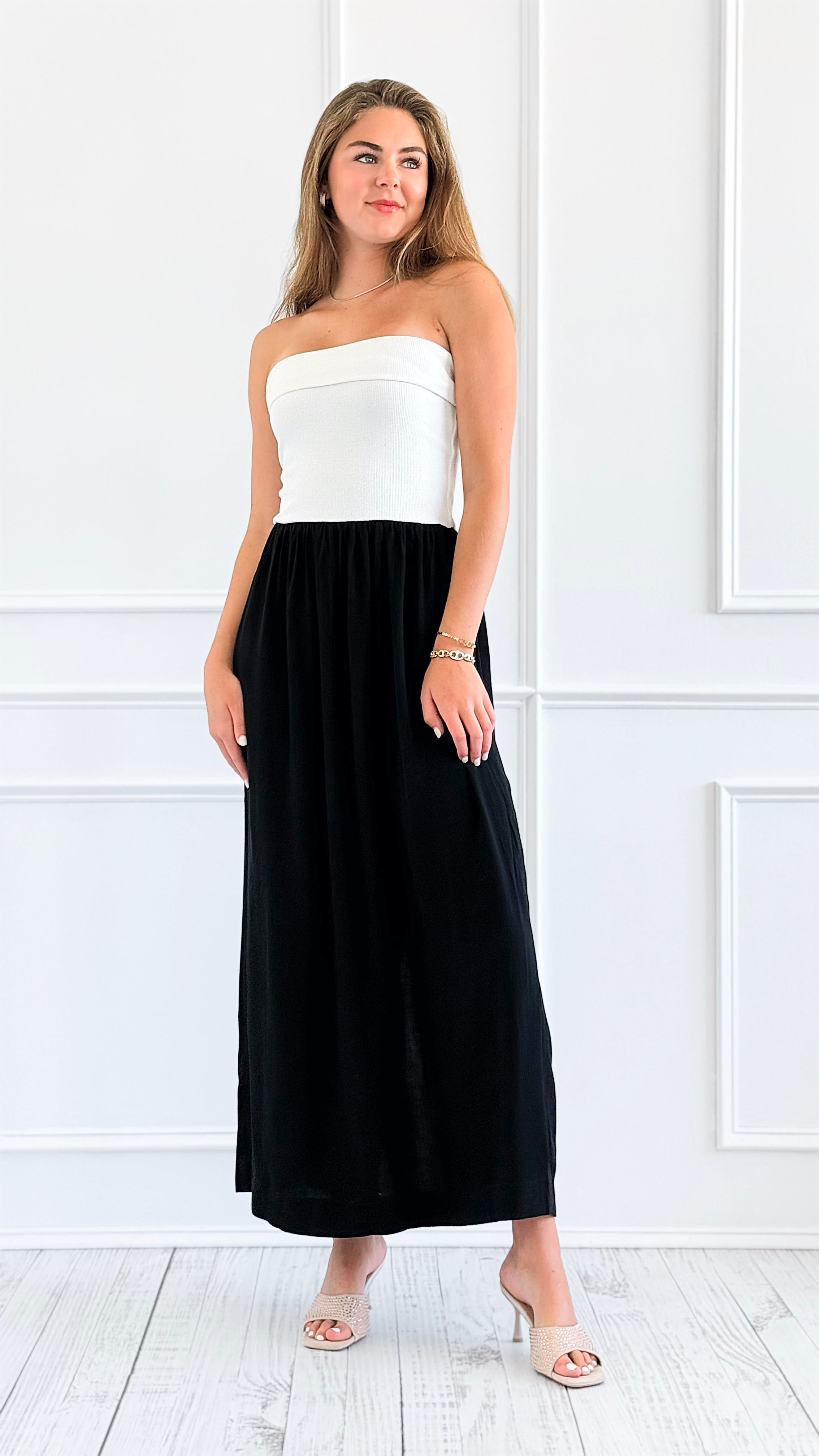 Two-Tone Strapless Maxi Dress-200 Dresses/Jumpsuits/Rompers-HYFVE-Coastal Bloom Boutique, find the trendiest versions of the popular styles and looks Located in Indialantic, FL