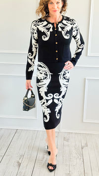 Fleur Baroque Knit Skirt & Top Set-210 Loungewear/sets-Her.. Bottari-2-Coastal Bloom Boutique, find the trendiest versions of the popular styles and looks Located in Indialantic, FL