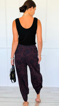 Floral Fade Italian Barrel Pant- Plum-100 Pants-AZUL MONACO-Coastal Bloom Boutique, find the trendiest versions of the popular styles and looks Located in Indialantic, FL