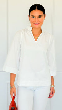 Soft Focus Wide Sleeve Top - White-110 Long Sleeve Tops-GIGIO-Coastal Bloom Boutique, find the trendiest versions of the popular styles and looks Located in Indialantic, FL