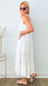 Tied Shoulder Maxi Dress - Off White-200 Dresses/Jumpsuits/Rompers-she+sky-Coastal Bloom Boutique, find the trendiest versions of the popular styles and looks Located in Indialantic, FL